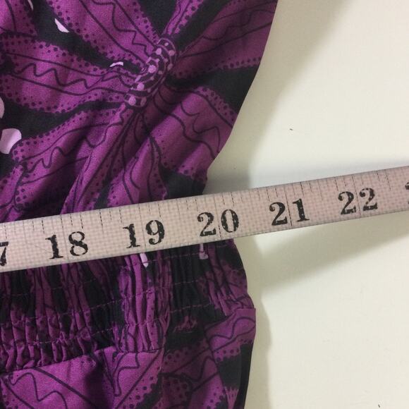 BLOOMCHIC 22-24 3X Plus Purple Floral Shirred Elastic Waist Knee Dress NWT B43 - Picture 7 of 11